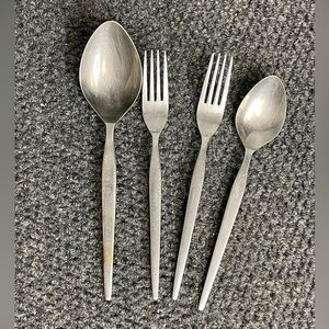 EPIC Stainless MCM Serving set Forks Spoons 60s Modern Silver